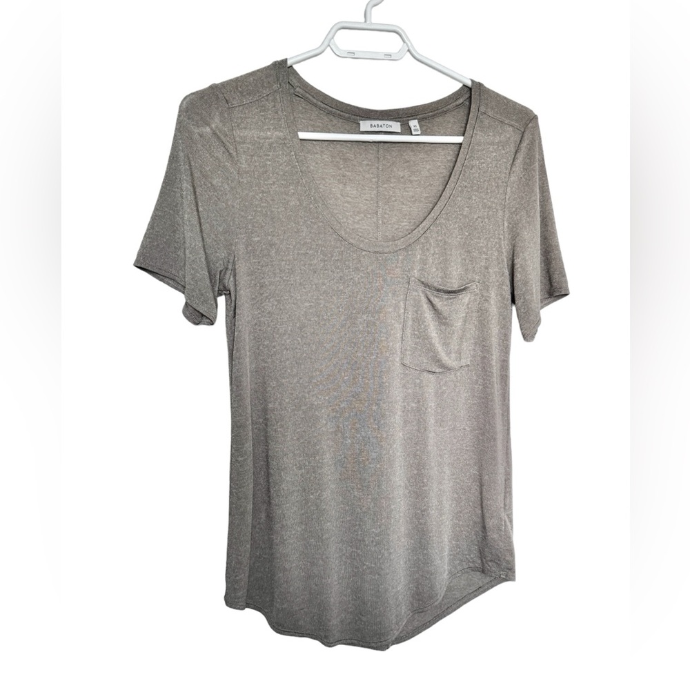 ARITZIA BABATON Scoop neck tee soft knit short sleeves taupe size XS